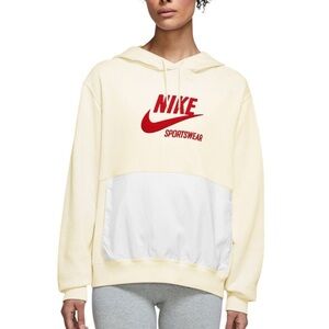 Nike Sportswear Heritage Fleece Hoodie Women’s L Soft Yellow Pullover Sweatshirt